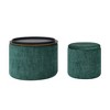 Lycvki 2-Piece Set Round Chenille Storage Ottoman with Small Stool and MDF Desktop Panel - 2 of 4