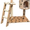 vidaXL Cat Tree Beige with black paw prints Plush, Sisal, Wood Large - 3 of 4