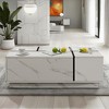 Modern 47.2" Rectangular Coffee Table - Sliding Top with 2 Drawers & 2 Hidden Compartments, MDF Construction for Living Room - 4 of 4