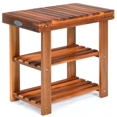 Costway 3-Tier Wood Shoe Rack 27.5' Shoe Bench Freestanding Boots Organizer  Heavy-duty