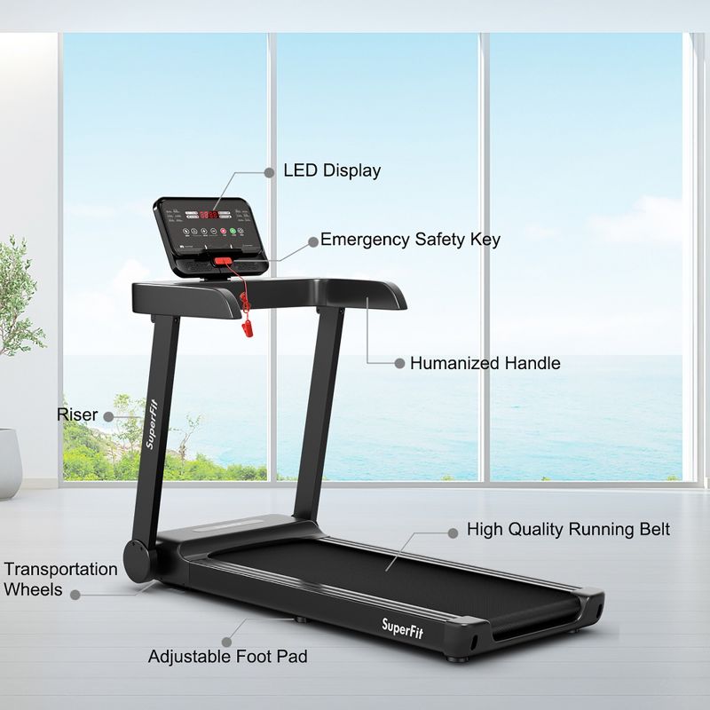 SuperFit 2.25HP Electric Treadmill Running Machine w/App Control for Home Office, 3 of 11