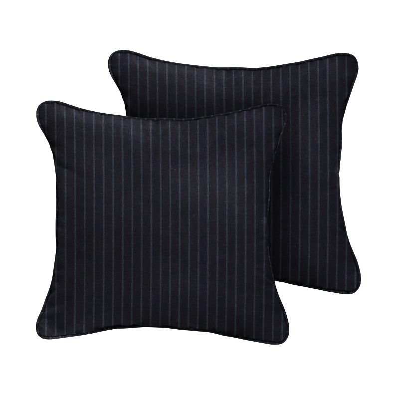 2pk Square Sunbrella Corded Outdoor Throw Pillows Indigo Blue, 1 of 4