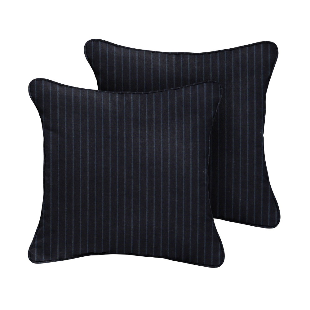 Photos - Pillow 20"x20" 2pk Square Sunbrella Corded Outdoor Throw  Indigo Blue: Fad