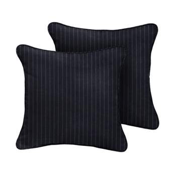 2pk Square Sunbrella Corded Outdoor Throw Pillows Indigo Blue