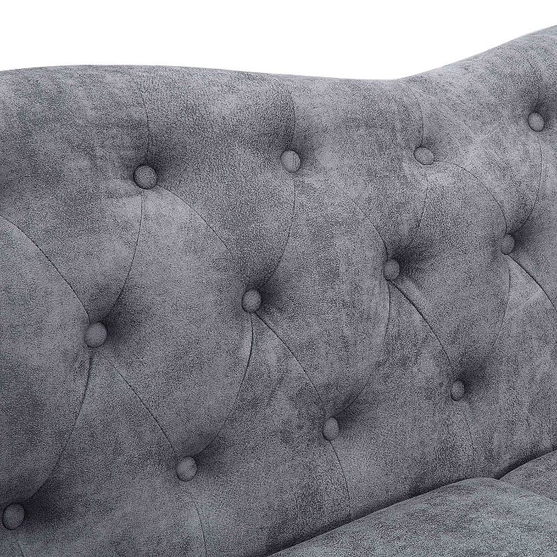 81.25" Chesterfield Classic Upholstered Tufted Sofa Couch with Nailhead Accents, Scrolled Arms, and Turned Legs-ModernLuxe, 5 of 8