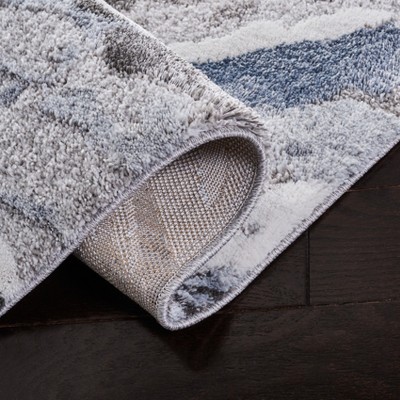 Century Blue and Gray Abstract Synthetic Area Rug 6'7" x 9'