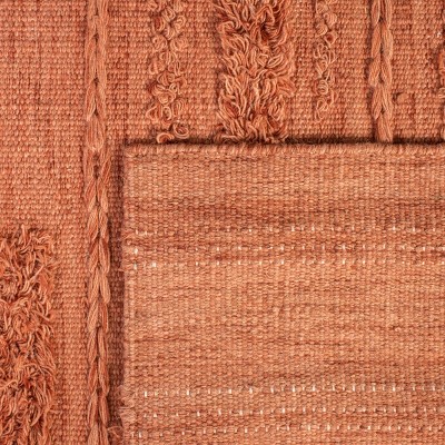 Hand-Knotted Rustic Orange Wool-Cotton Blend 4' x 6' Area Rug