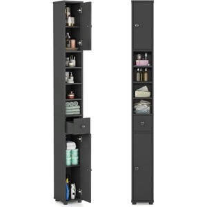 Tangkula Tall Slim Bathroom Storage Cabinet Linen Tower w/Drawer Adjustable Shelves - 1 of 4