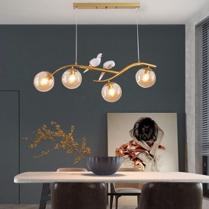 YIYIBYUS 4-Light Gold Creative 2-Birds Chandelier for Kitchen Island Dinning Room - 1 of 4