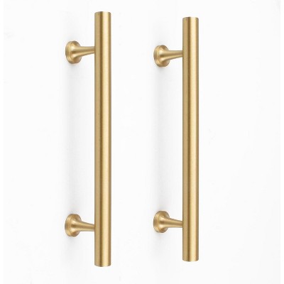 attop 5 Inch Kitchen Cabinet Handles Solid Brass Cabinet Pulls Round Bar Handles Brushed Gold Dresser Drawer Pulls Hardware 4 Pack