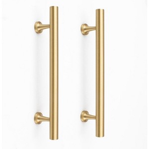 attop 5 Inch Kitchen Cabinet Handles Solid Brass Cabinet Pulls Round Bar Handles Brushed Gold Dresser Drawer Pulls Hardware 4 Pack - 1 of 4