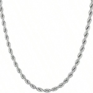 4mm Gold Rope Chain,Diamond Cut Necklace, Simple and Fashionable, Suitable for Daily Wear - 1 of 4