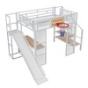 TIRAMISUBEST Full Size Loft bed with Built-in Desk, Open Wardrobe and Basketball hoop, Metal Loft Bedframe with Slide and Storage Staircase - 4 of 4