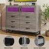 Garvee Modern Dresser for Bedroom with 6 Drawers & 2-Door Storage Cabinet ¨C Multi-Functional TV Stand with LED Lights & Charging Station, Pink - 2 of 4
