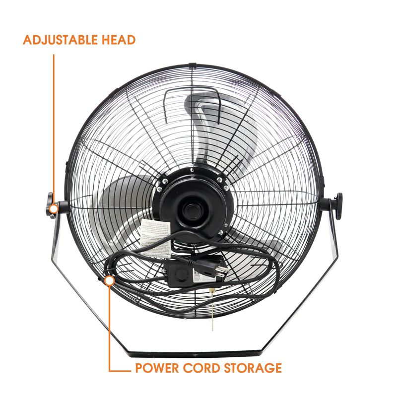 Vie Air Dual Function 18 Inch Wall Mountable Tilting Floor Fan with 3 Speed Motor in Black, 2 of 9