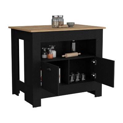 NicBex Kitchen Island Cart with 1 Open Shelves and 2 Door Cabinets,Kitchen Island with Storage,Modern Kitchen Cart,Island Table for Kitchen