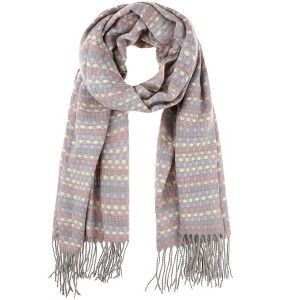 INSPIRE CHIC Women's Colorful Plaid Blended Cashmere Fringe Winter Warm Scarves 1Pc - 1 of 4