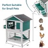 2 Story Wooden Rabbit Hutch,Outdoor Indoor Bunny Cage With Pull Out Tray And Waterproof Roof,Pet Cage For Guinea Pig Hamster-Cuddlewood - 4 of 4