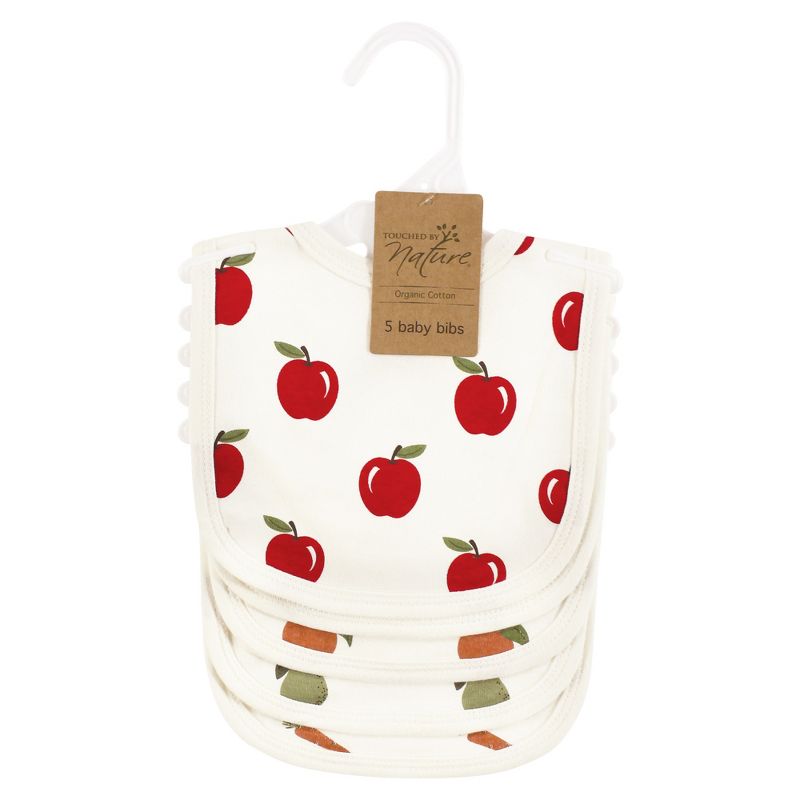Touched by Nature Unisex Baby Organic Cotton Bibs, Fruits And Veggies, One Size, 2 of 8