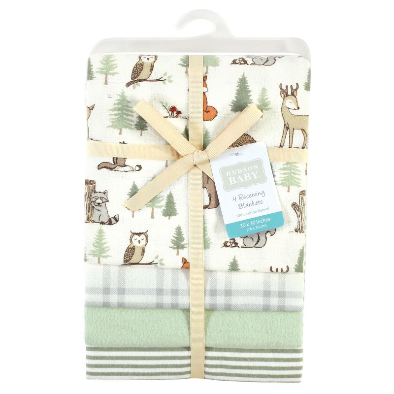 Hudson Baby Infant Boy Cotton Flannel Receiving Blankets, Forest Animals, One Size, 3 of 5