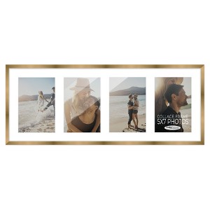 PosterPalooza | Metallic Gold Bronze Finish Collage Frame - White Mat, 20 Frame Sizes, UV Acrylic - 1 of 4