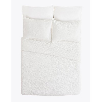 White King Quilted Cotton Basket Weave Coverlet Set