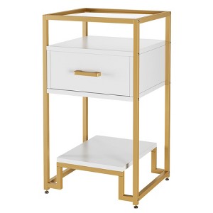 Coffee Table Tempered Glass, Rectangle Center Table, Vintage Glass Top Accent Table for Home Living Room, Apartment, Office - 1 of 4