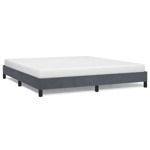 vidaXL California King Bed Frame, Velvet Upholstered Platform Bed Frame, Dark Gray, No Mattress - 1 of 4