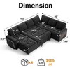 Dyonery 7 Seat L-Shaped Modular Sectional Sleeper Sofa Bed/Pull Out Bed/Reclining Backrest/USB Ports/Table/LED Light Tool-Free Assembly,Chenille Black - 2 of 4