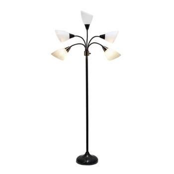 67" Contemporary Multi 5-Head Adjustable Gooseneck Floor Lamp - Simple Designs