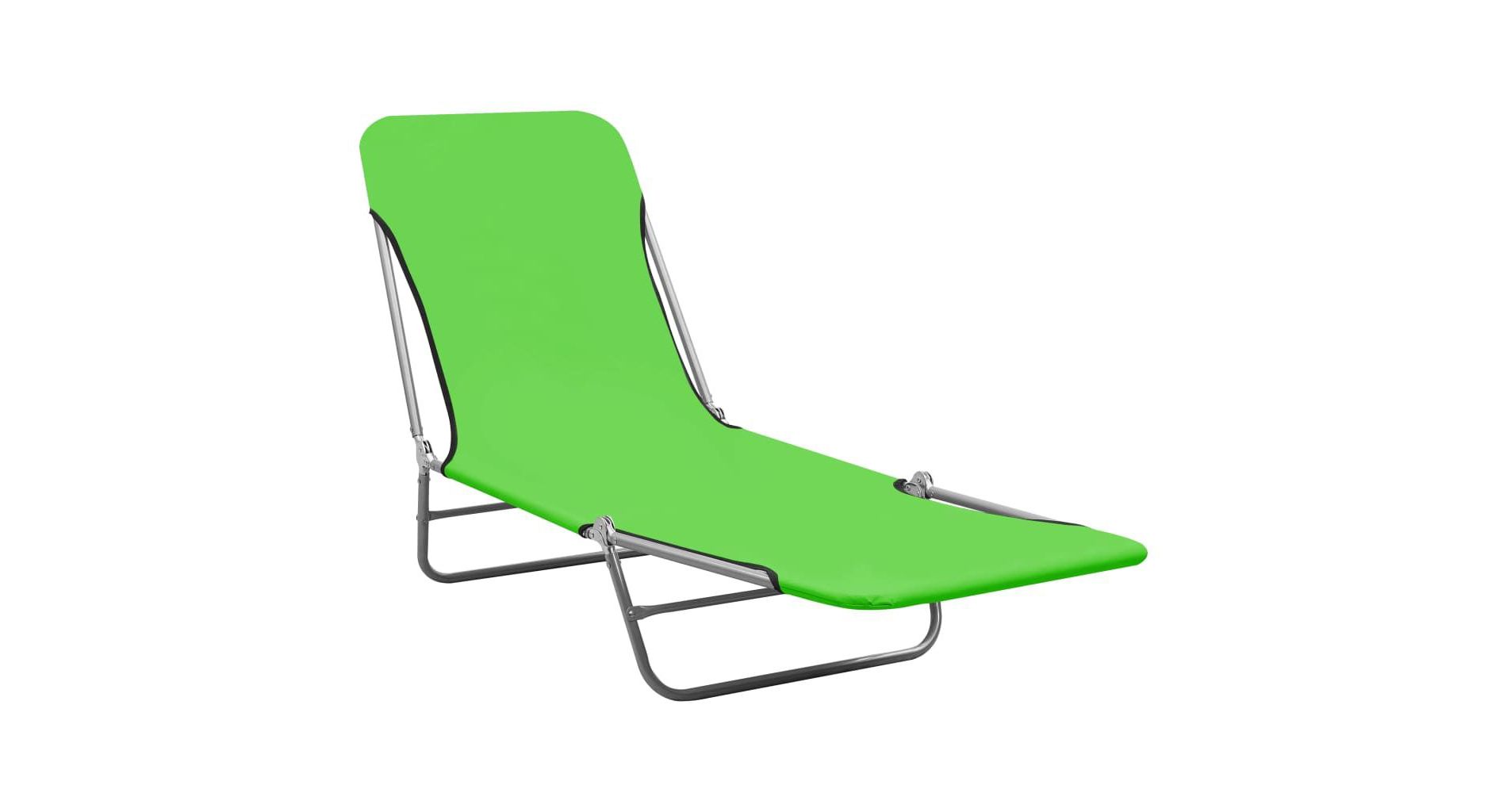 vidaXL 2x Folding Sun Lounger Steel and Fabric Garden Lounge Seat - Green