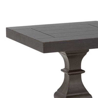 Dory Black Solid Wood Square End Table with Pedestal Base