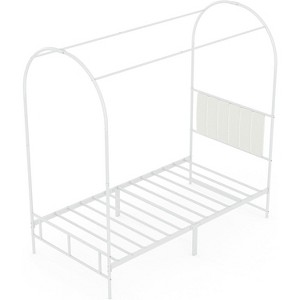 Canopy Bed Frame, Metal Kids Platform with Upholstered Headboard, Strong Slats, Noise Free, Easy Assembly - 1 of 4