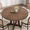 47" Round Pedestal Dining Table for 4 - Sturdy Wood w/ Sturdy Base, 4-Piece Tabletop for Kitchen/Dining/Living Room - 3 of 4