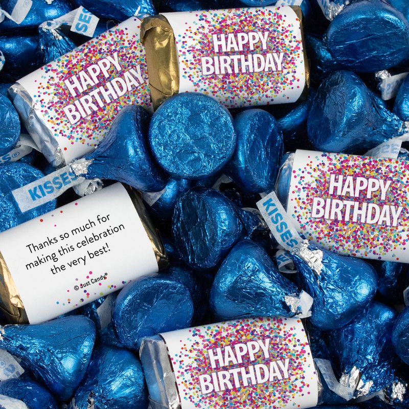 Birthday Candy Party Favors Hershey's Miniatures Chocolate and Kisses by Just Candy - Available in Multiple Colors, 1 of 3