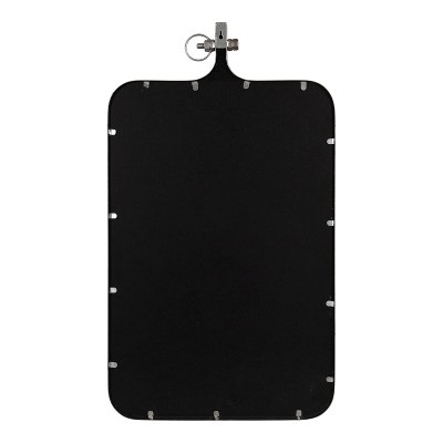 Distressed Silver Rectangular Wall Mirror with Ornamental Crown