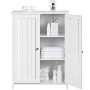 Yaheetech Free-Standing Bathroom Cabinet Double Door Kitchen Cupboard with Adjustable Shelves - 1 of 4