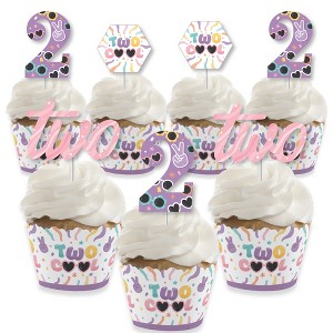 Big Dot of Happiness Two Cool - Girl - Cupcake Decoration - Pastel 2nd Birthday Party Cupcake Wrappers and Treat Picks Kit - Set of 24 - 1 of 4