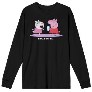Peppa Pig TV Peppa and Suzy Sheep Adult Black Long Sleeve Tee - 1 of 4