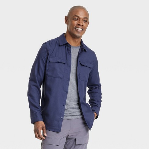 Men's Long Sleeve Flannel Shirt - All In Motion™ Navy Blue M : Target