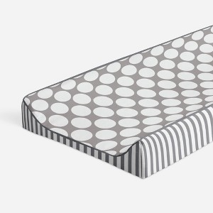 Bacati - Dots/Pin Stripes Gray Large Dots Changing Pad Cover - 1 of 4