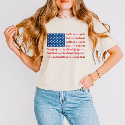 Simply Sage Market American Bow Flag Coquette Boxy Crop Top