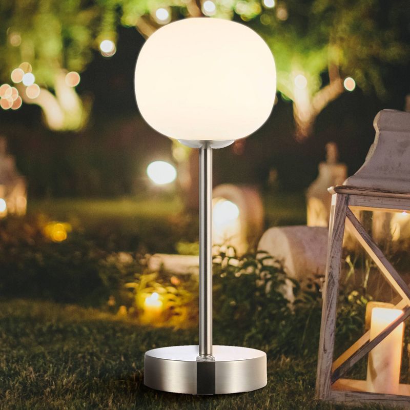 12.25&#34; Natalia Modern Minimalist Iron Rechargeable Integrated LED Table Lamp Nickel/White - JONATHAN Y, 6 of 14