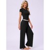 INSPIRE CHIC Women's Ruffled Short Sleeve and Long Pants Lounge Sets 2 Piece Soft Pajama Sets - image 2 of 4