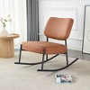 FURNIinspire Bathroom Vanity Mirrors Modern PU Rocking Chair with Cushioned Seat and Gold Metal Legs for Living Room and Office, Brown, 25"*33.8"*29" - 2 of 4