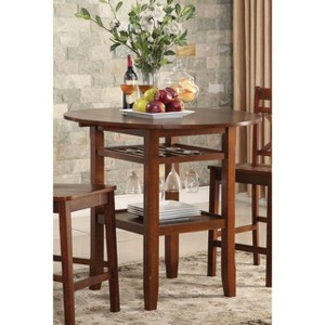 Sapphtopaz Round Dining Table Kitchen Table Transitional Style Counter Height Table with 2 Display Shelves - 1 of 4