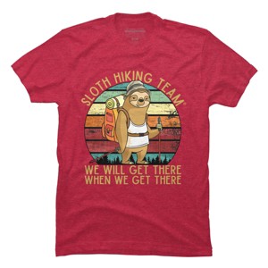 Men's Design By Humans Sloth Hiking Team - We will get there, when we get there By andreastier T-Shirt - 1 of 4