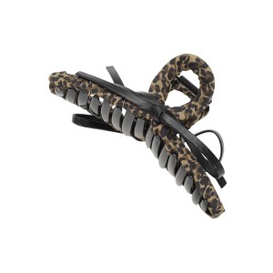 Unique Bargains Elegant Leopard Print Bow Hair Clips Black Brown 1 Pc - 1 of 4