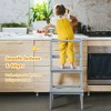 Costway Kids Kitchen Step Stool Wooden Toddler Stand Helper w/ Safety Rail Gray\Brown - 2 of 4