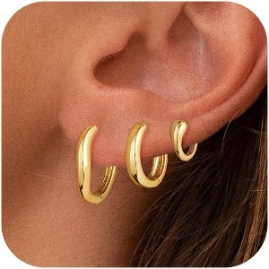 Gold Hoop Earrings for Women Trendy,14K Real Gold Plated Cute Stud Earrings Small Huggie Hoop Earrings non tarnish Jewelry for Women - 1 of 4